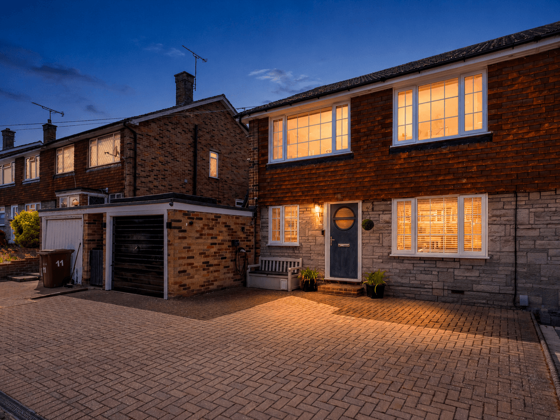 Versatile family home 1,015 sq ft, garage, driveway and an incredible garden entertainment set-up
